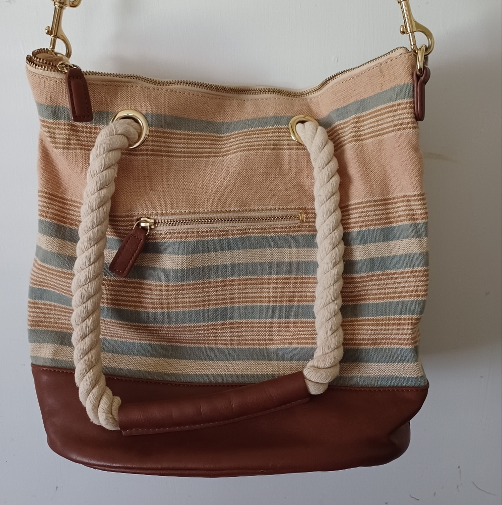 Talbots stripped fabric purse